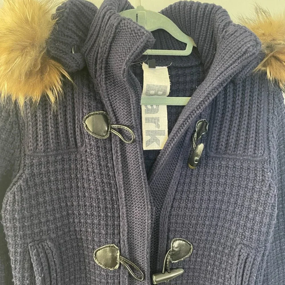 Bark Montgomery Knitted Sweater Jacket with Hood X-Small Navy - Picture 13 of 13